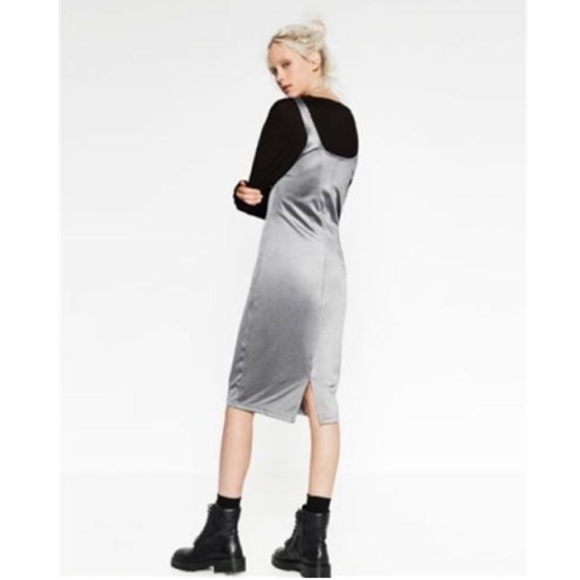 Zara Silver Scoop Neck Sleeveless Midi Dress - Picture 4 of 5